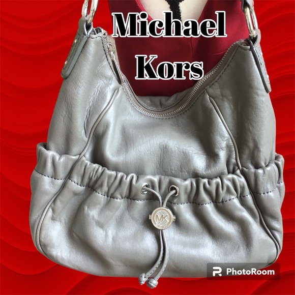 Michael Kors Gray Leather Shoulder Bag - Picture 1 of 9